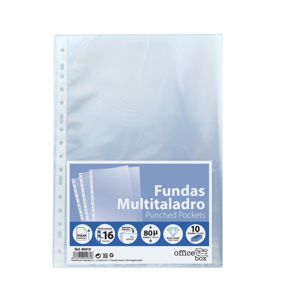 Bolsa 10 Fundas Cristal Multitaladro Tamaño Folio FRAGA Imagen principal del producto
