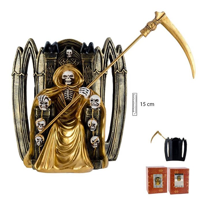 Figura Santa Muerte Dorada Sentada 20 cm Marca Figuras Esotéricas Javier