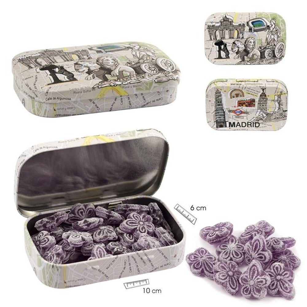 LATA CARAMELOS VIOLETAS MADRID | SOUVENIR JAVIER | 1 UNIDAD | 8435266096498