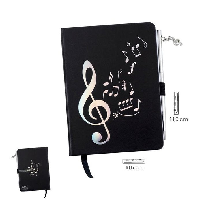 Bloc negro plata música con bolígrafo PAPELERIA JAVIER Imagen principal del producto