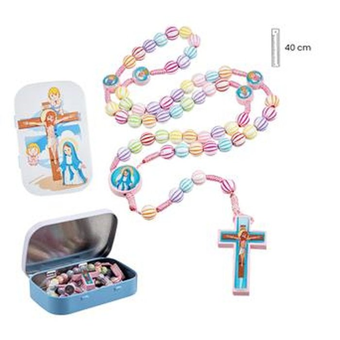 ROSARIO INFANTIL BOLAS RAYAS ROSA | PAPELERIA JAVIER | 1 UNIDAD | 8435266146698