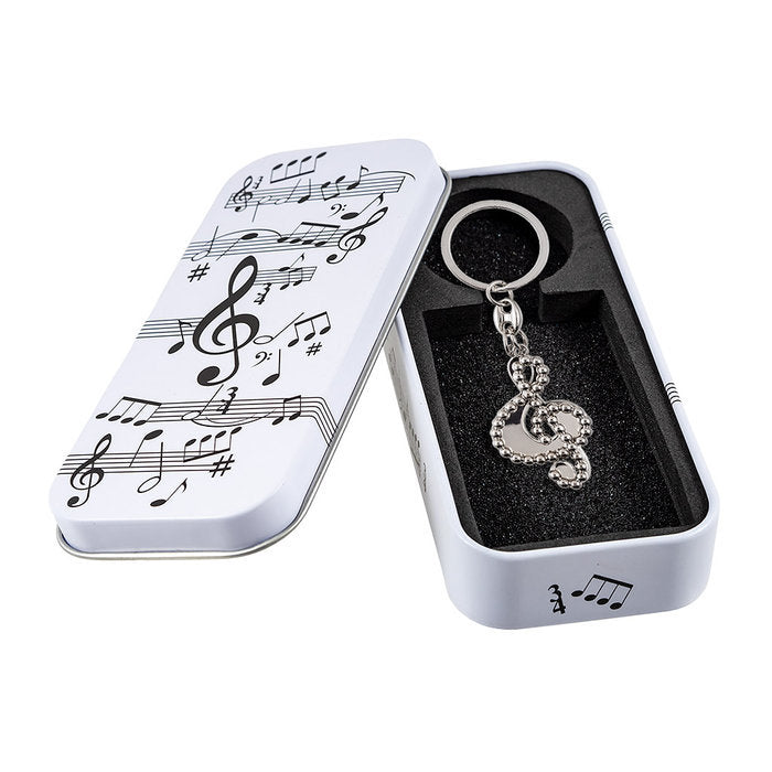 LLAVERO PLATEADO CLAVE SOL DOBLE EN LATA | PAPELERIA JAVIER | 1 UNIDAD | 8435266159247