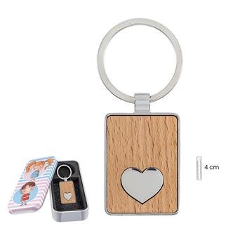 LLAVERO MADERA CORAZON EN LATA | PAPELERIA JAVIER | 1 UNIDAD | 8435266159377