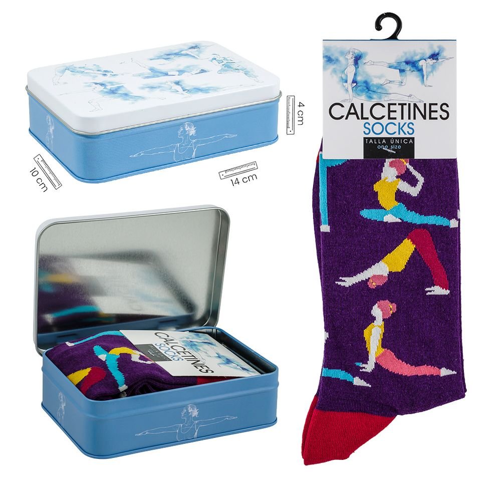 Lata Calcetines Yoga Morado 10 x 8 cm PAPELERIA JAVIER