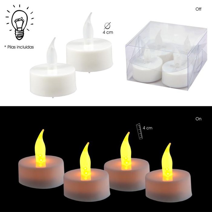 SET 4 VELAS TEALIGHT CON LUZ | PAPELERIA JAVIER | 1 UNIDAD | 8435266183976
