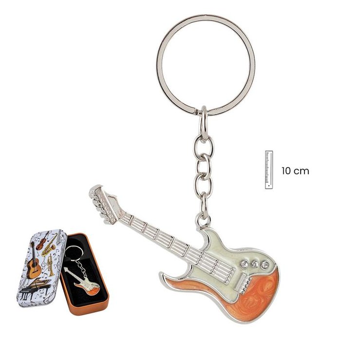 Llavero Guitarra eléctrica Amarilla en lata PAPELERIA JAVIER