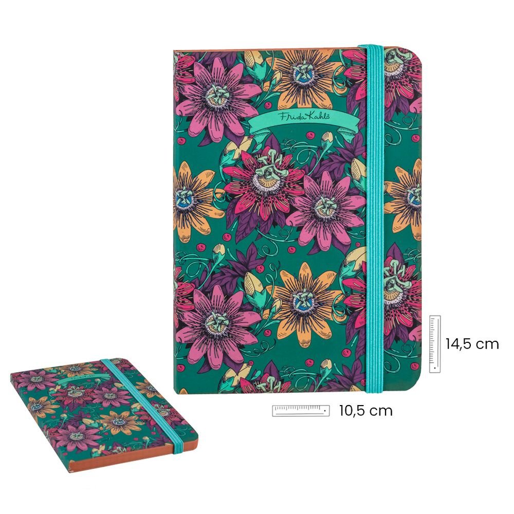 Libreta A6 Frida Kahlo Flores Verde PAPELERIA JAVIER