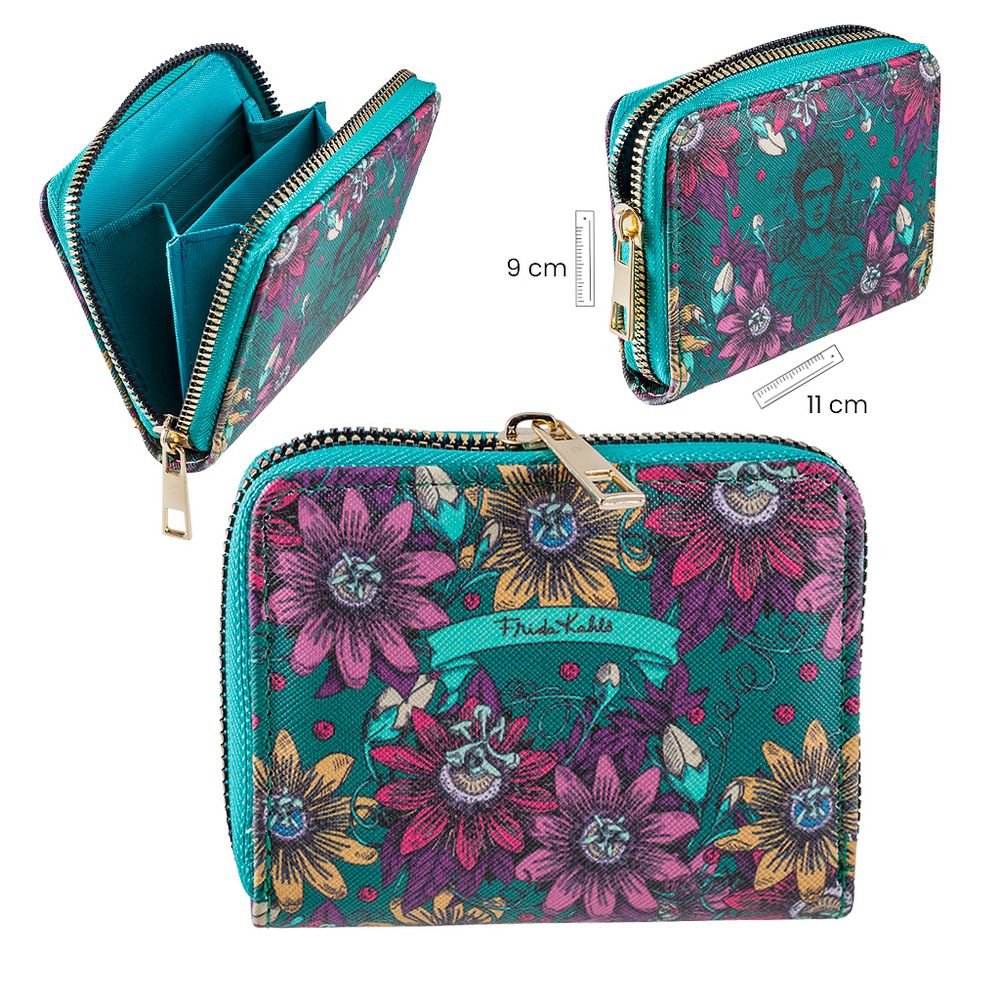 Cartera Frida Kahlo 11x9 cm Azul Marca Papelería Javier