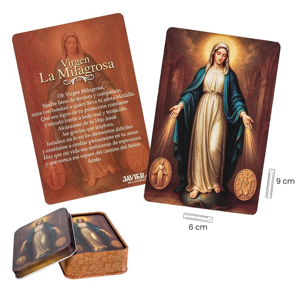 Estampa Virgen Milagrosa en lata 60 unidades Papelería Javier