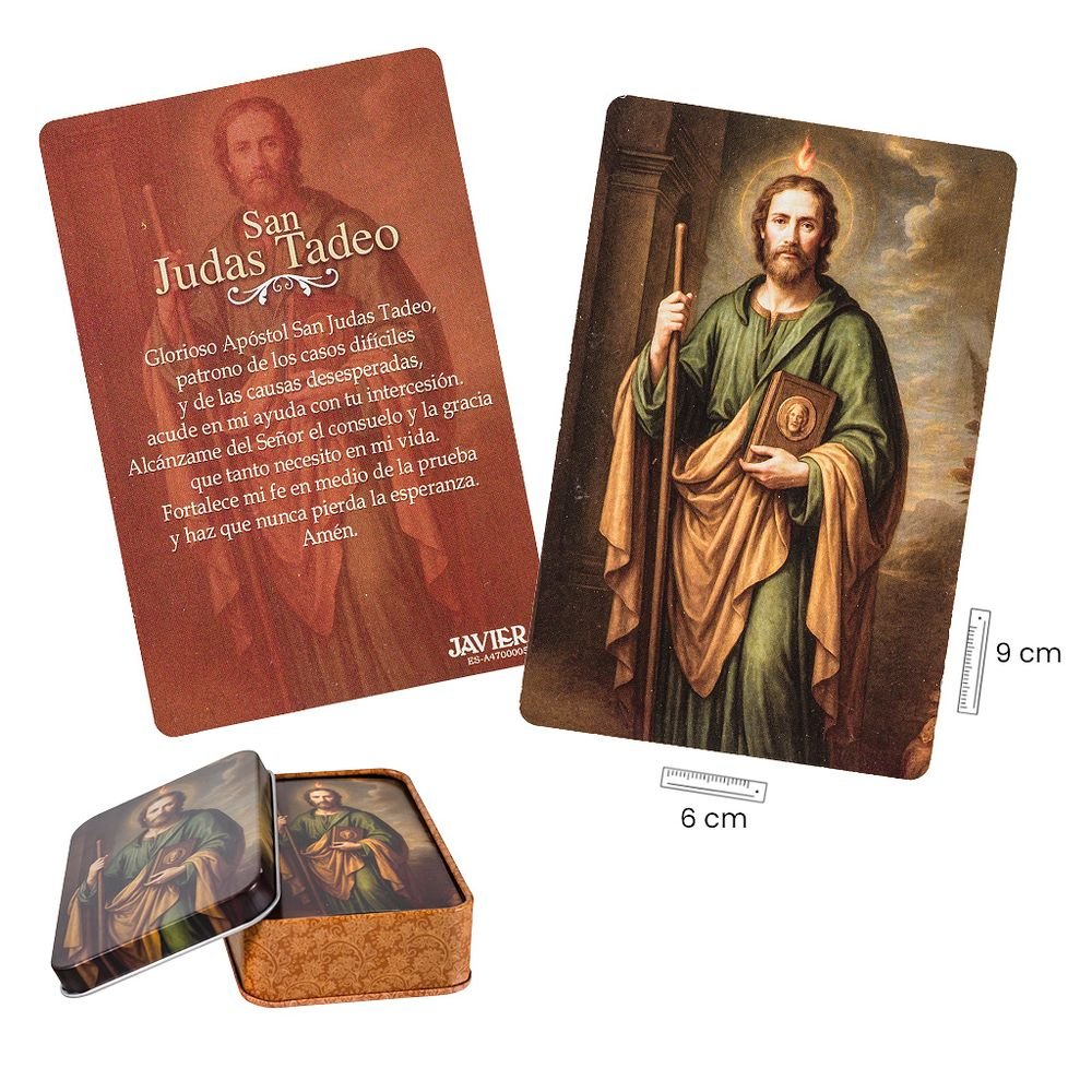 Estampa San Judas Tadeo en lata 60 unidades Papeleria Javier
