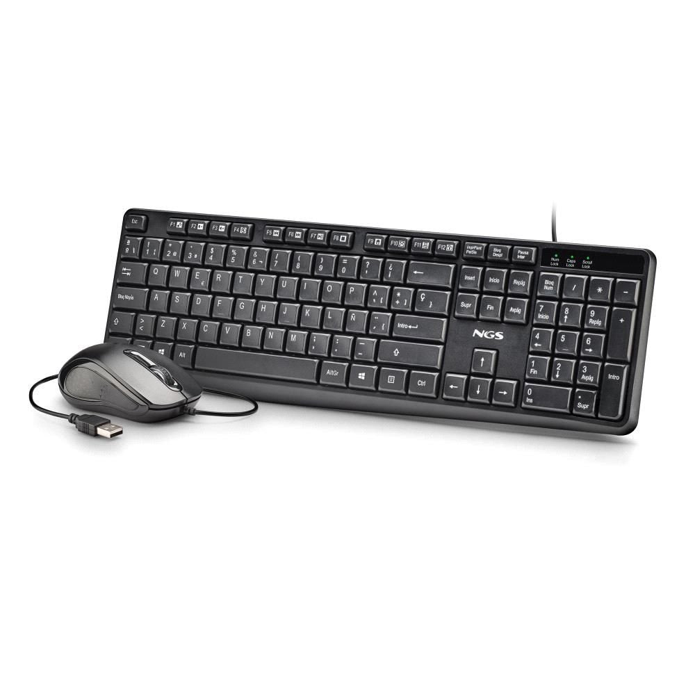 Set Teclado Conexión por Cable 12 Teclas y Ratón Negro Lurbe