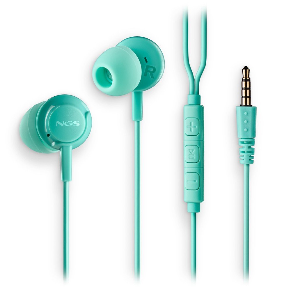 Auriculares botón cable micrófono control volumen verde Lurbe Group NGS