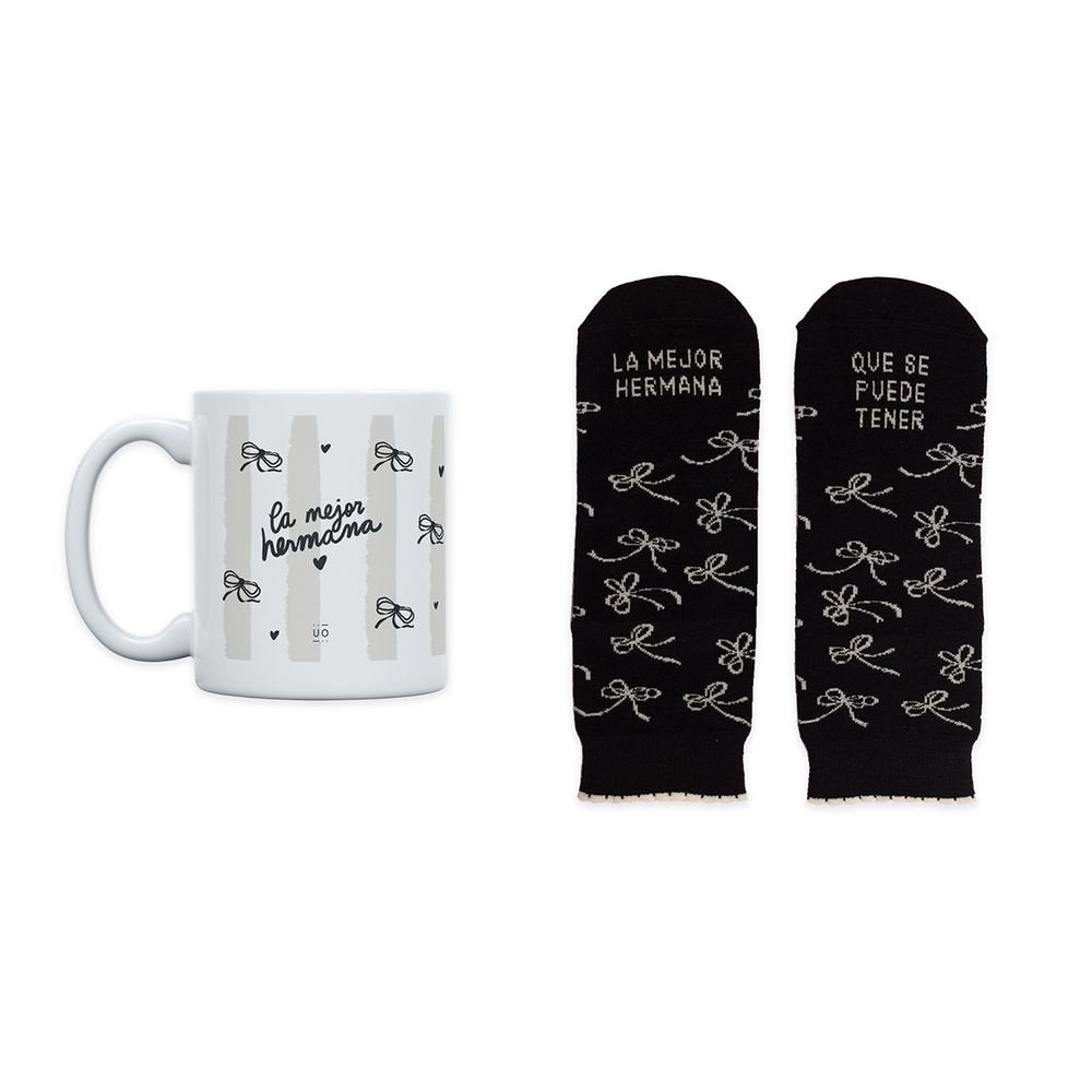 KIT TAZA + CALCETINES LA MEJOR HERMANA QUE SE PUEDE TENER 36 | UO | 1 UNIDAD | 8435449346105