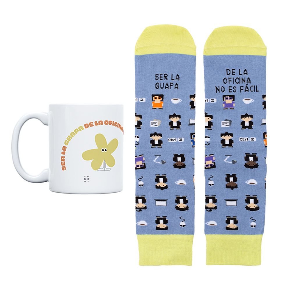 KIT TAZA+CALCETINES SER LA GUAPA LA OFI NO ES FACIL T36-41 | UO | 1 UNIDAD | 8435449370865