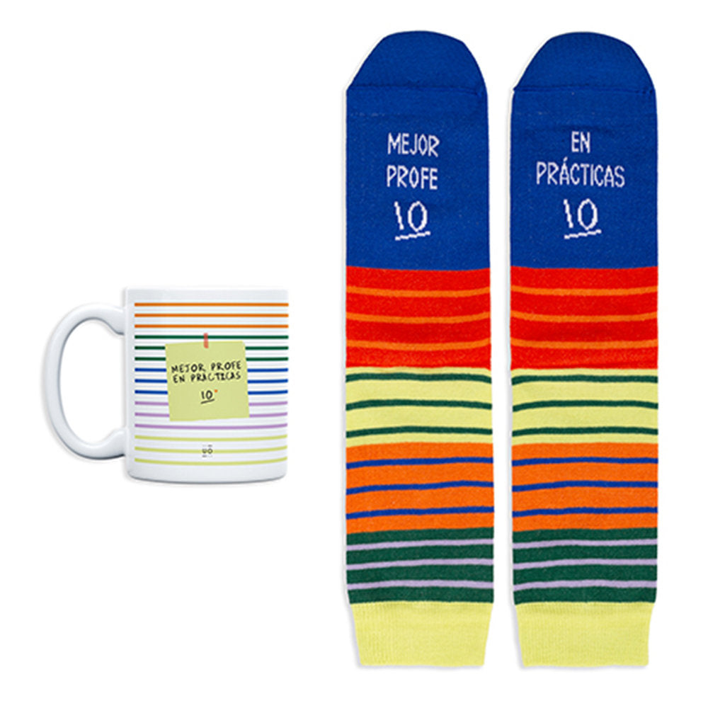 KIT TAZA + CALCETINES MEJOR PROFE EN PRACTICAS TALLA 36-41 | UO | 1 UNIDAD | 8435449375150