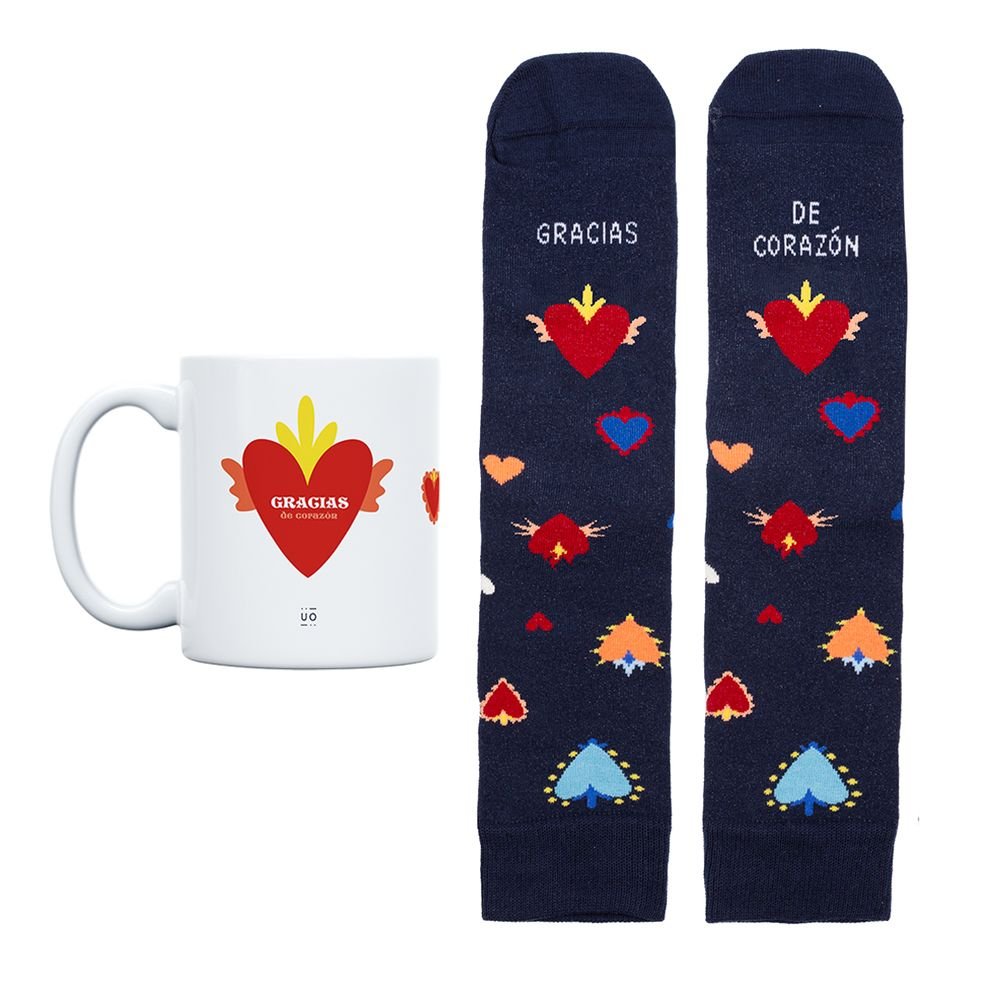 KIT TAZA + CALCETINES GRACIAS DE CORAZON TALLA 36-41 | UO | 1 UNIDAD | 8435449377109