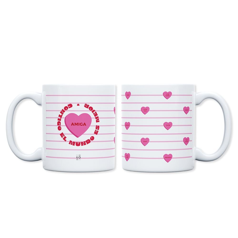 TAZA AMIGA CONTIGO EL MUNDO ES MEJOR | UO | 1 UNIDAD | 8435449379066 Imagen principal del producto