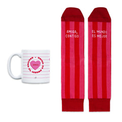 KIT TAZA + CALCETINES AMIGA CONTIGO EL MUNDO ES MEJOR 36-41 | UO | 1 UNIDAD | 8435449379172