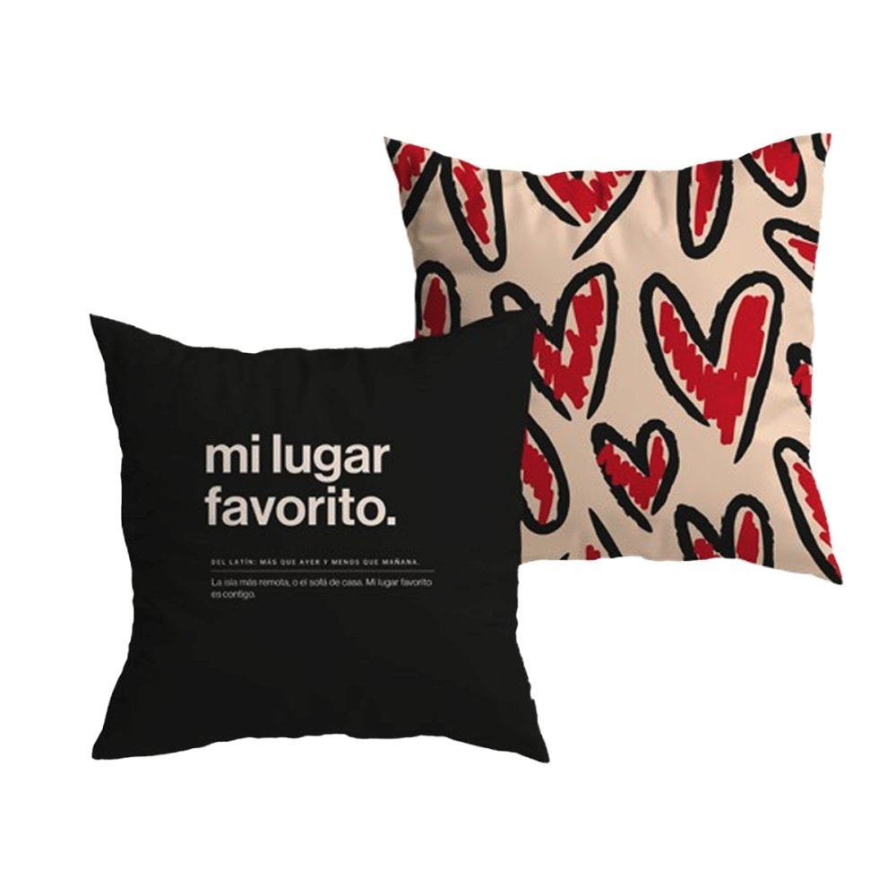 Funda de Cojín Mi Lugar Favorito Definicion Corazones UO