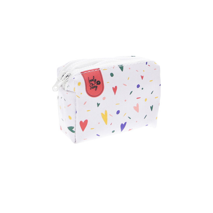 MONEDERO BLANCO DOS CREMALLERAS CORAZONES | LOVELY STORY | 1 UNIDAD | 8435458085323