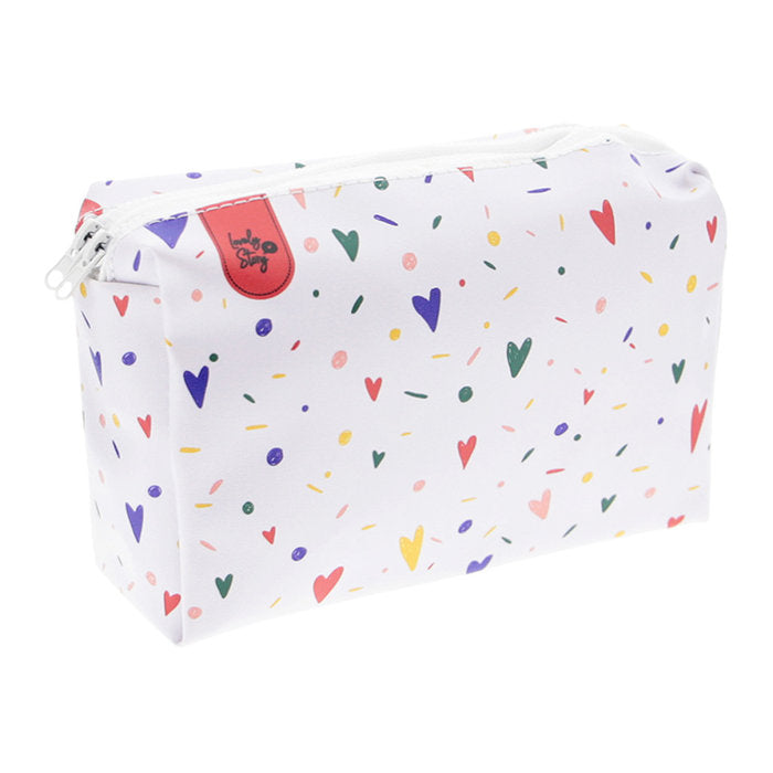 NECESER BLANCO DOS CREMALLERAS CORAZONES | LOVELY STORY Imagen principal del producto