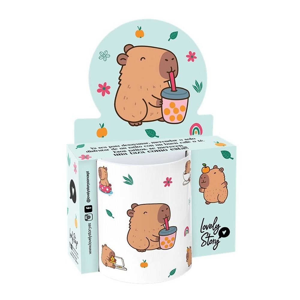 TAZA BUBBLE TEA CAPIBARA | LOVELY STORY | ENVASE 2 UDS. UNIDAD | 8435458155385 Imagen principal del producto