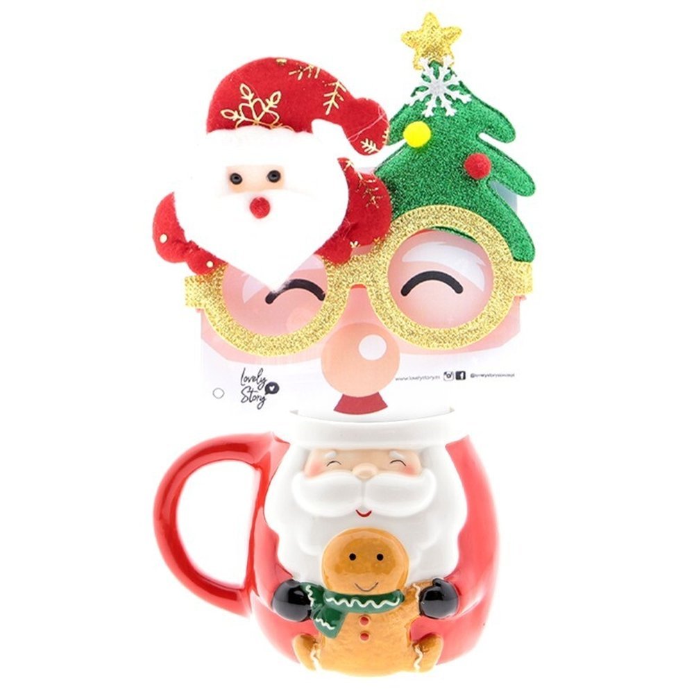 TAZA FORMA DE PAPA NOEL 350ML + GAFAS SANTA | LOVELY STORY | 1 UNIDAD | 8435458185030