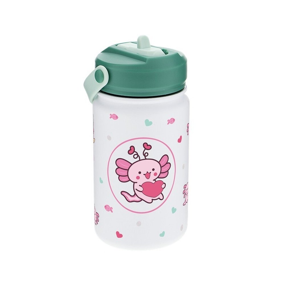 BOTELLA TERMICA 330ML CON PAJITA ICE/GREEN AXOLOTE | LOVELY STORY | 1 UNIDAD | 8435458185948 Imagen principal del producto