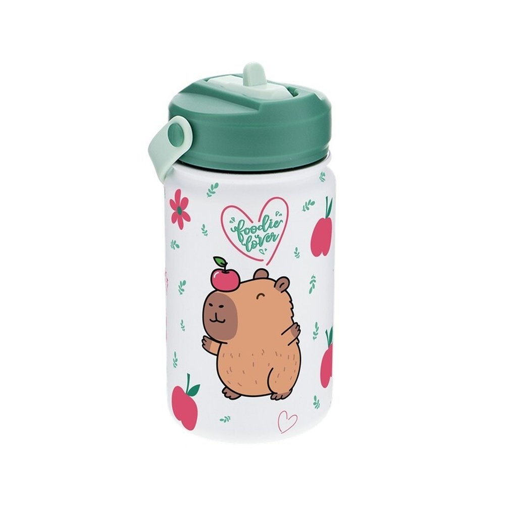 BOTELLA TERMICA CON PAJITA 330ML APPLE CAPIBARA | LOVELY STORY | 1 UNIDAD | 8435458189700