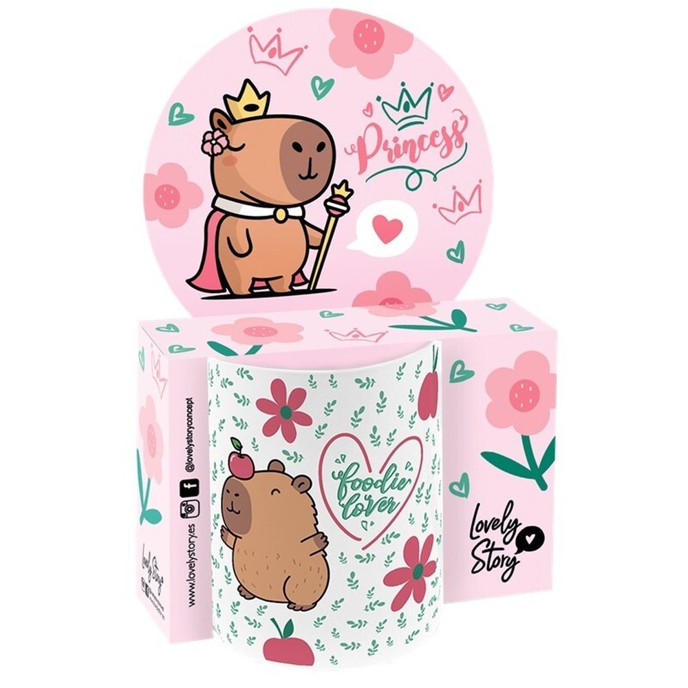 TAZA CERAMICA 330ML - APPLE CAPIBARA | LOVELY STORY | ENVASE 2 UDS. UNIDAD | 8435458189809