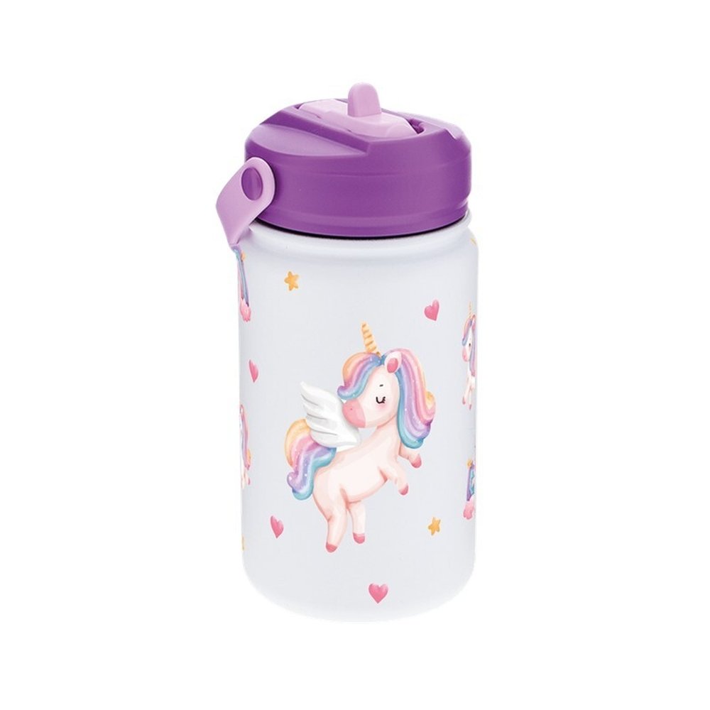 BOTELLA TERMICA 330ML CON PAJITA FLYING UNICORN | LOVELY STORY | 1 UNIDAD | 8435458190478