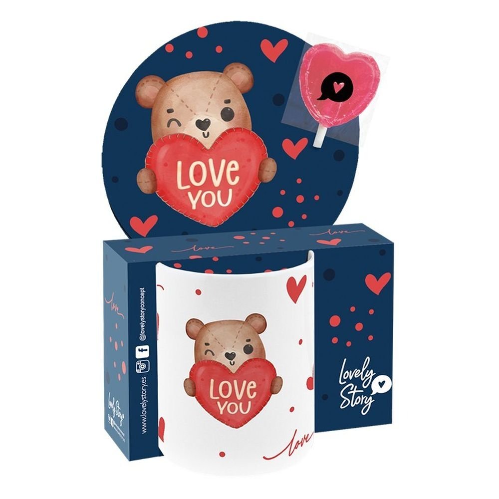 Taza cerámica con piruleta Love You Bear Lovely Enamorados