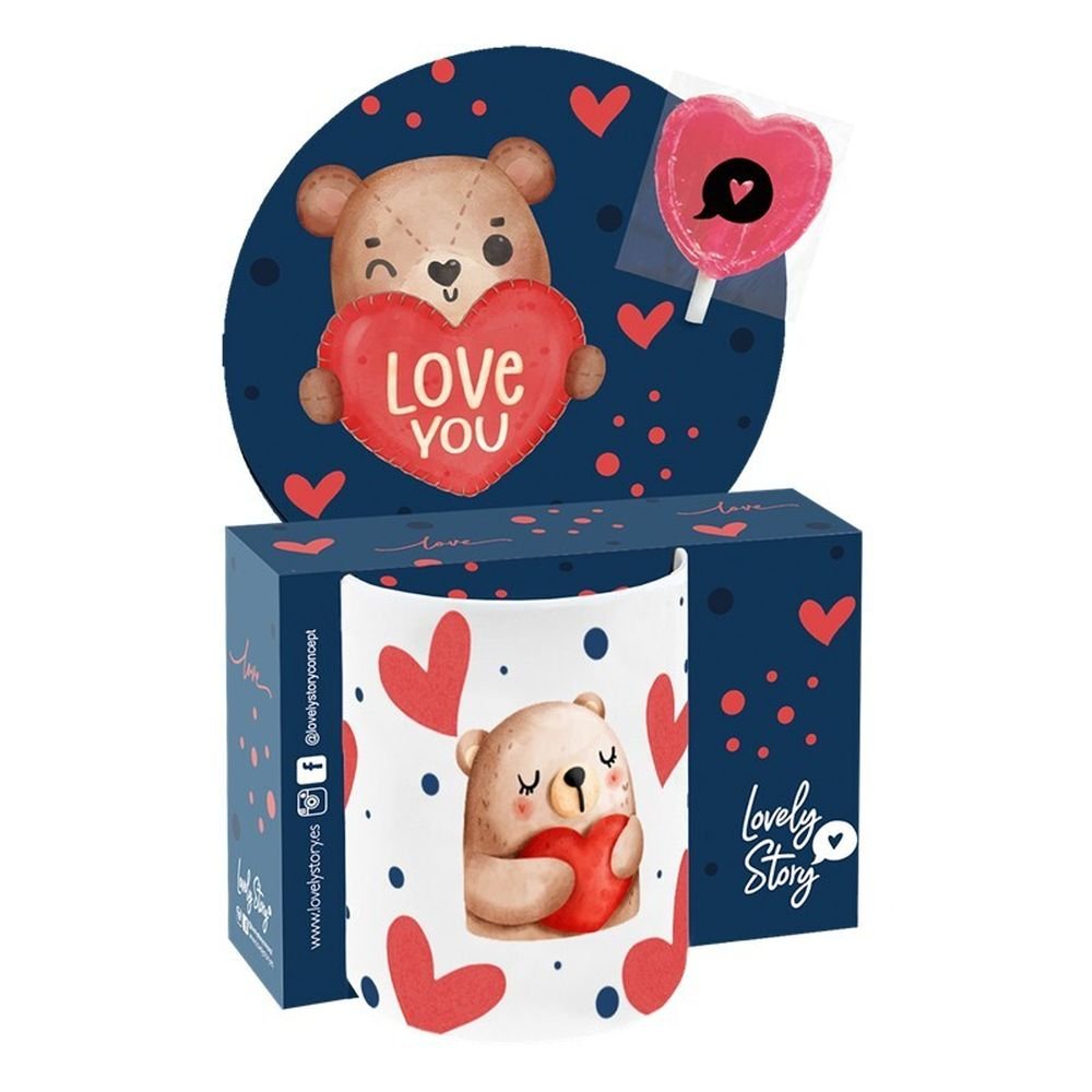 Taza Cerámica con Piruleta Love Hug de Lovely Enamorados