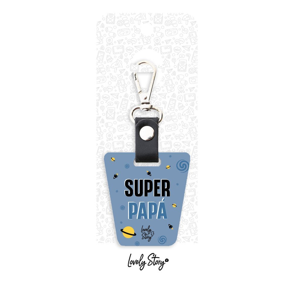 Llavero Petrol Blue Super Papa Lovely Padre