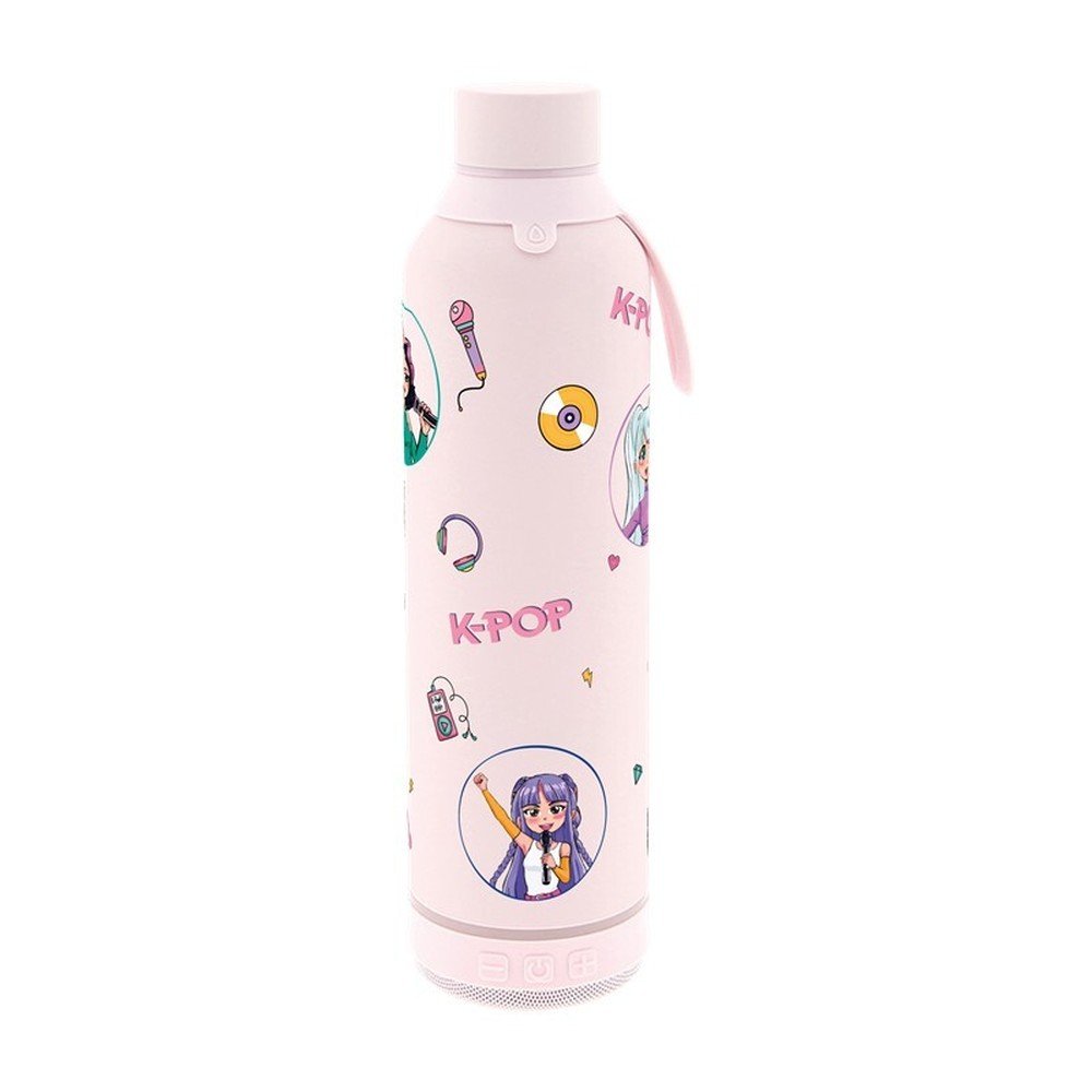 Botella 600ml con Altavoz Pink K-pop Marca Botellas Lovely