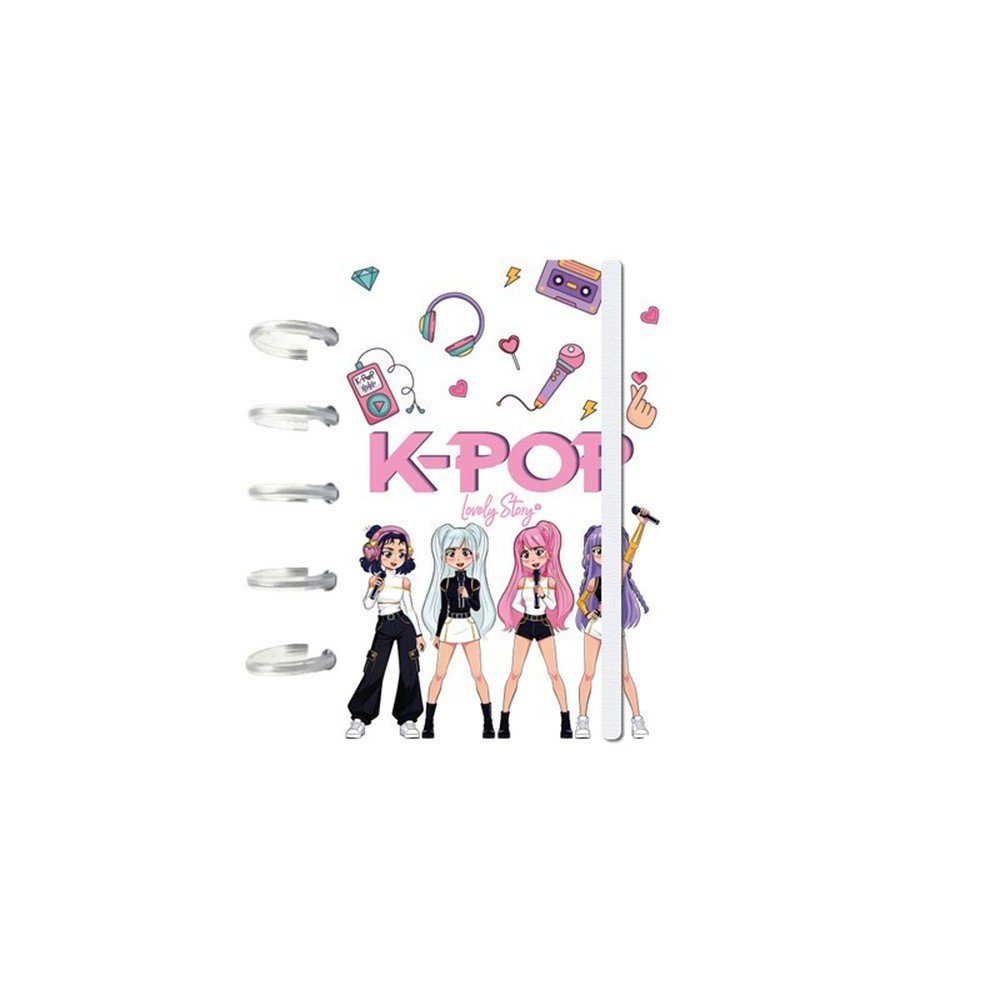 Libreta Anillas A6 Discos Cuadricula Ice K-pop Lovely Story