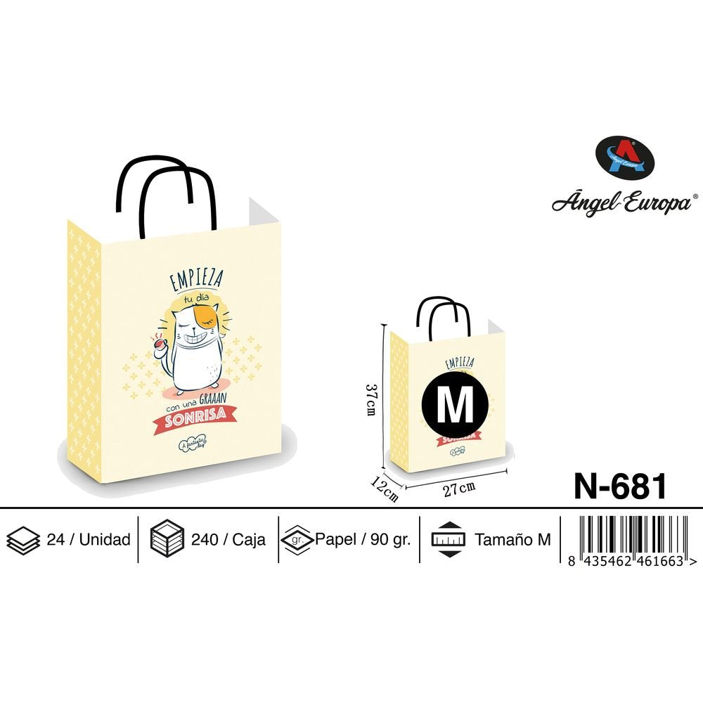 BOLSA PAPEL REGALO SONRISA 27X12X37 | ANGEL EUROPA | 1 UNIDAD | 8435462461663 Imagen principal del producto