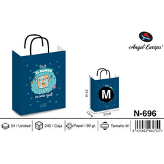 BOLSA PAPEL REGALO SIN TI EL MUNDO NO SERIA IGUAL 27X12X37 | ANGEL EUROPA | 1 UNIDAD | 8435462461755