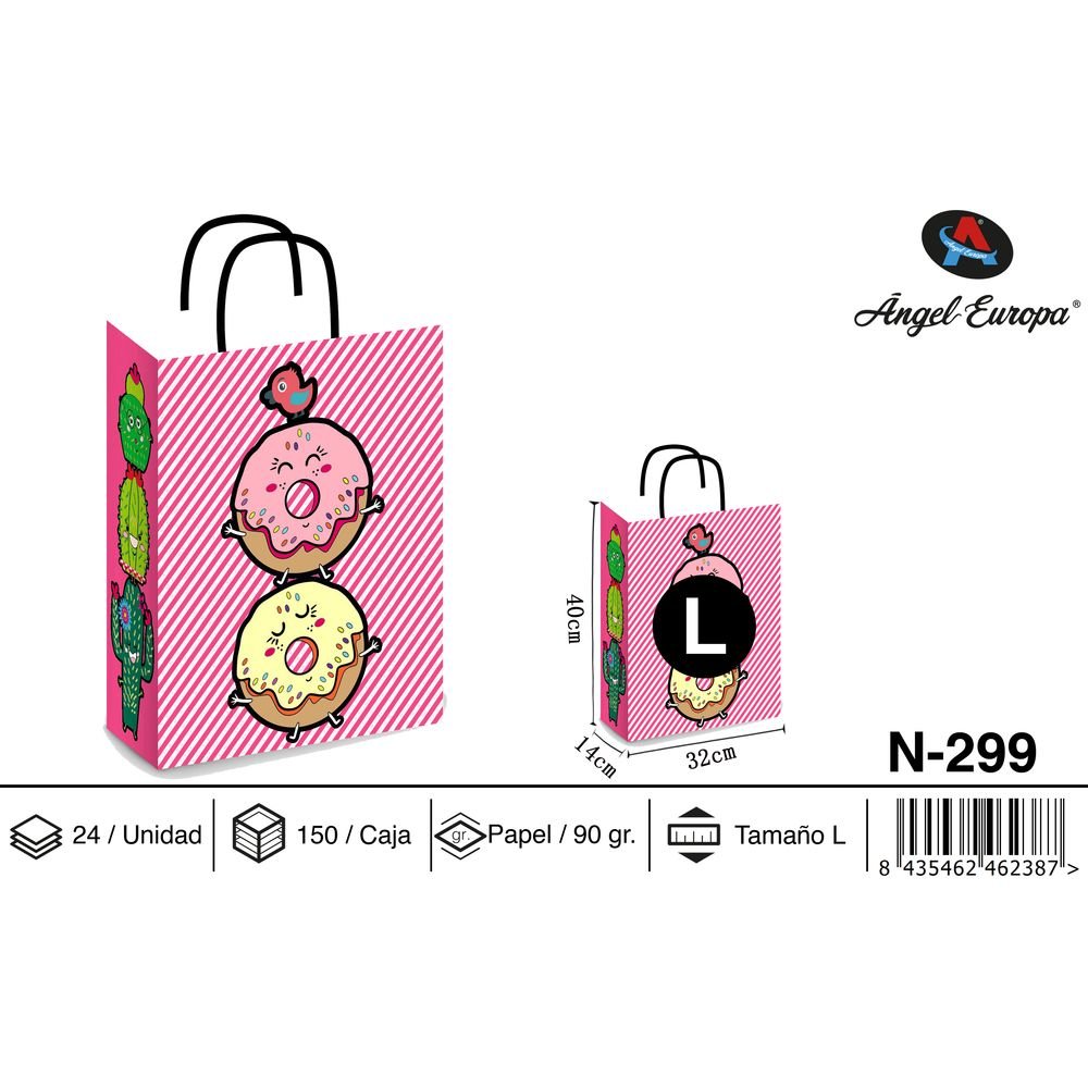 BOLSA PAPEL REGALO DONUTS 32X14X40 | ANGEL EUROPA | 1 UNIDAD | 8435462462387