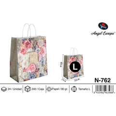 BOLSA PAPEL REGALO DE ROSAS 32X14X40 | ANGEL EUROPA | ENVASE 12 UDS. UNIDAD | 8435462463988