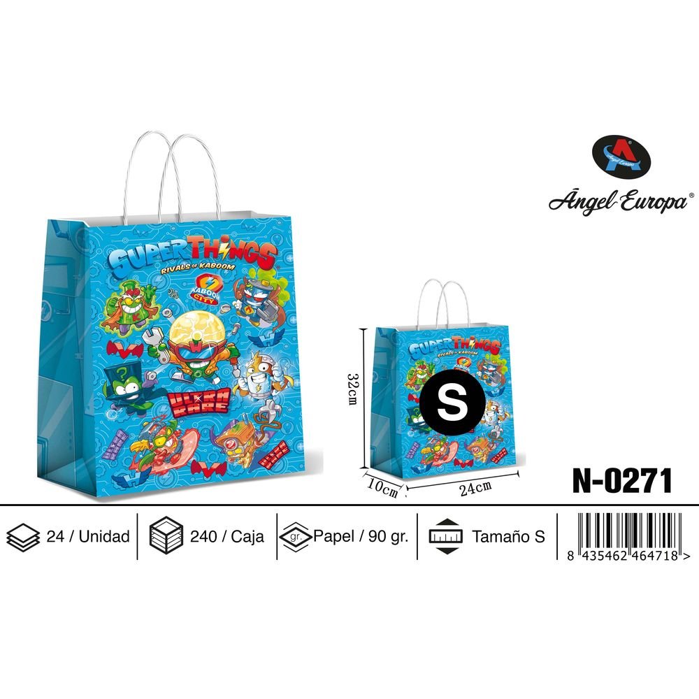 BOLSA PAPEL REGALO SUPERTHINGS 24X10X32 | ANGEL EUROPA | 1 UNIDAD | 8435462464718