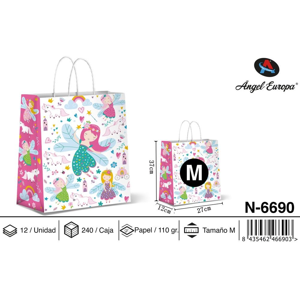 BOLSA PAPEL REGALO HADAS 27X12X37 | ANGEL EUROPA | 1 UNIDAD | 8435462466903 Imagen principal del producto