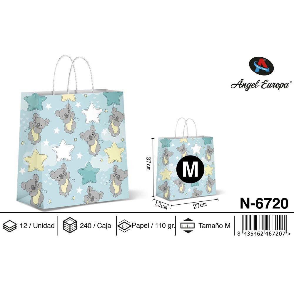 BOLSA PAPEL REGALO KOALA 27X12X37 | ANGEL EUROPA | ENVASE 12 UDS. UNIDAD | 8435462467207 Imagen principal del producto