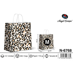 BOLSA PAPEL REGALO ANIMAL PRINT PANTERA 27X12X37 LEOPARDO | ANGEL EUROPA | 1 UNIDAD | 8435462467689