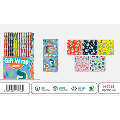 EXPOSITOR 50 ROLLOS PAPEL REGALO 70X200 INFANTIL ANIMALES | ANGEL EUROPA | ENVASE 50 UDS. UNIDAD | 8435462471365