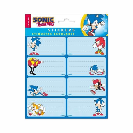 ETIQUETAS ADHESIVAS SONIC THE HEDGEHOG | 10 UNIDADES | (GRUPO ERIK EDITORES)