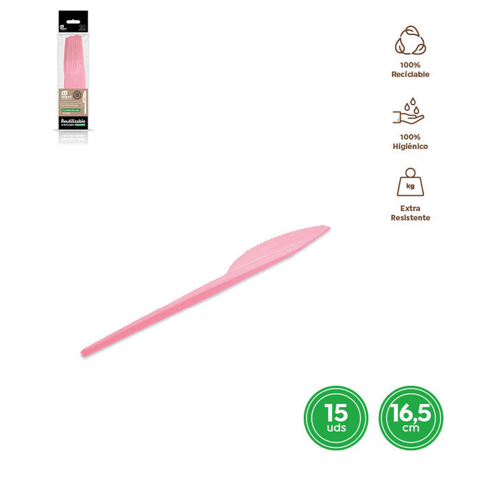 CUCHILLO ROSA BABY 16,5CM RECICLABLE 15UDS | AMBER MOOD OH YEAH | 1 UNIDAD | 8435507223706