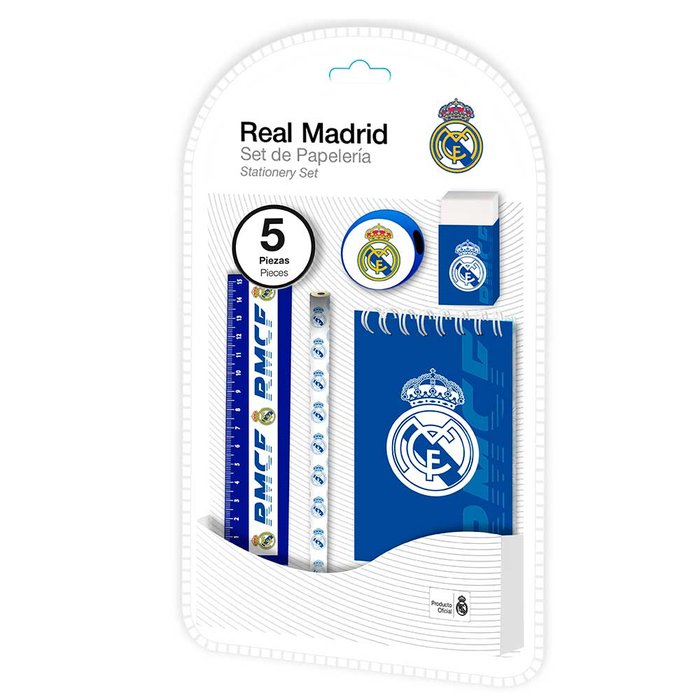 SET DE PAPELERIA 5 PIEZAS REAL MADRID | KIDS LICENSING | 1 UNIDAD | 8435507889292