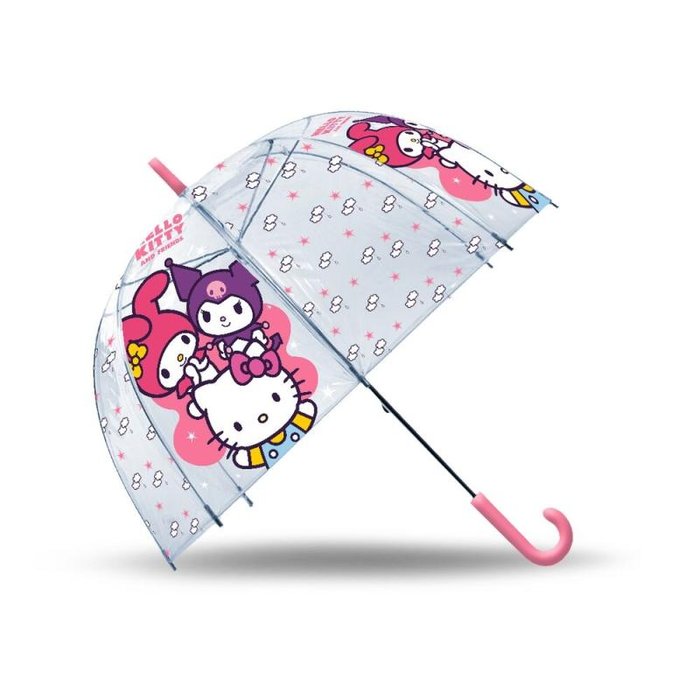 PARAGUAS TRANSPARENTE CAMPANA 46CM HELLO KITTY & FRIENDS | KIDS LICENSING | 1 UNIDAD | 8435507891547