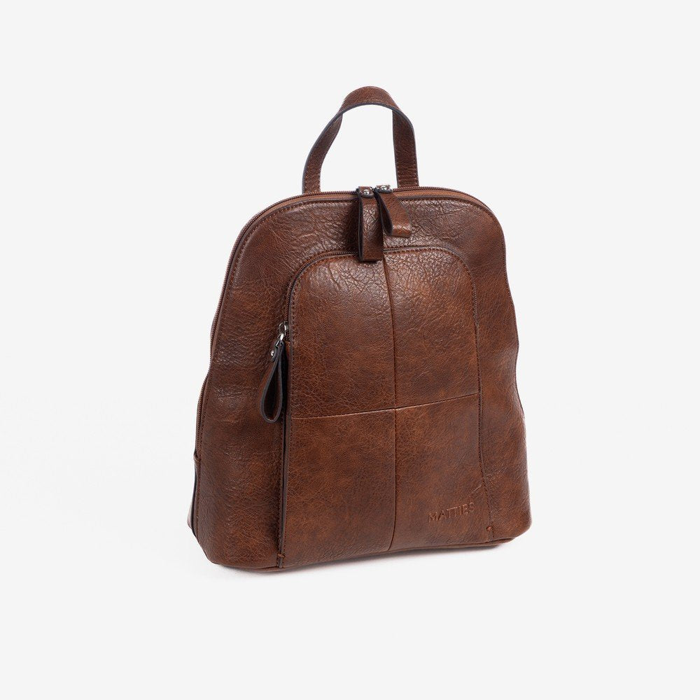 MOCHILA DOBLE ASA ESPALDA Y ASA DE MANO MARRON | MATTIES Imagen principal del producto